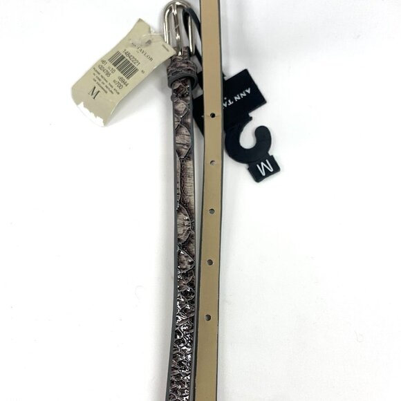 Ann Taylor Croc Embossed Patent Leather Belt Grey Size Medium NWT Style#324795 - Picture 1 of 7